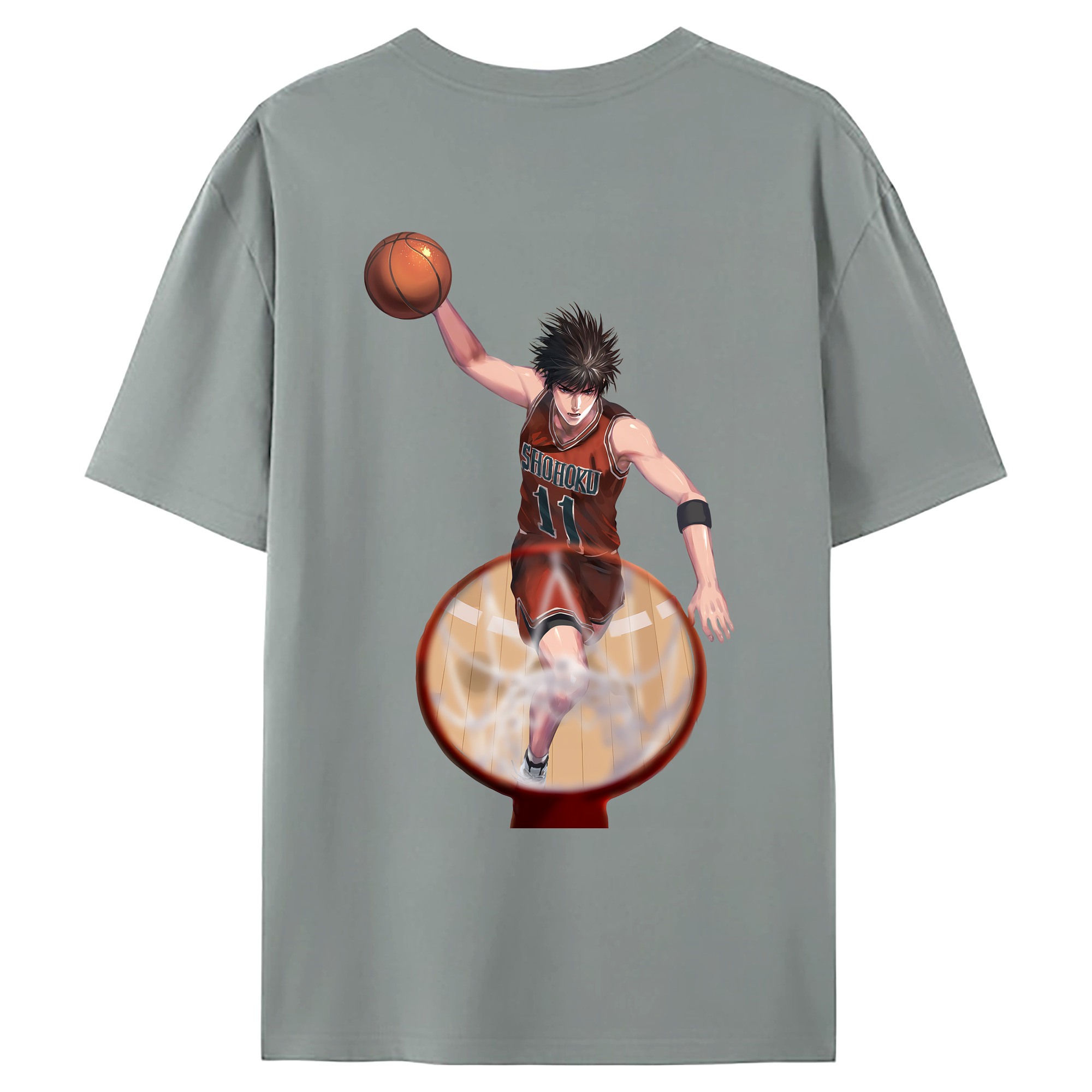 （画像用） SLAM DUNK／スラムダンク 綿100％ メンズ半袖Tシャツ（バックプリント） 通気性